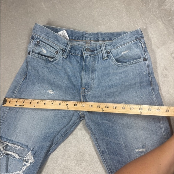 Levi’s Men’s Slim Fit Distressed 100% Cotton Zipper Fly Raw Hem Blue Jeans 33 - Picture 9 of 16